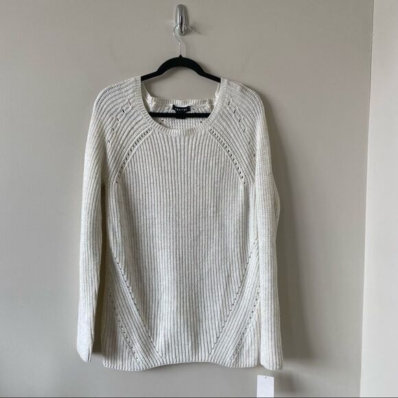 Trouvé-Chunky Knit Ivory/Grey Split Back Sweater - Picture 1 of 14